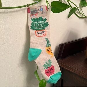 🌱 Plant Mom Crew Socks, Women’s Crew Socks, Blue Q Socks, Sizes 5-10